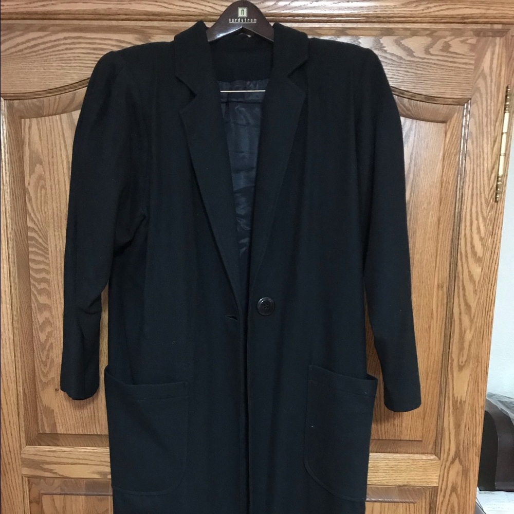 Full length black wool coat